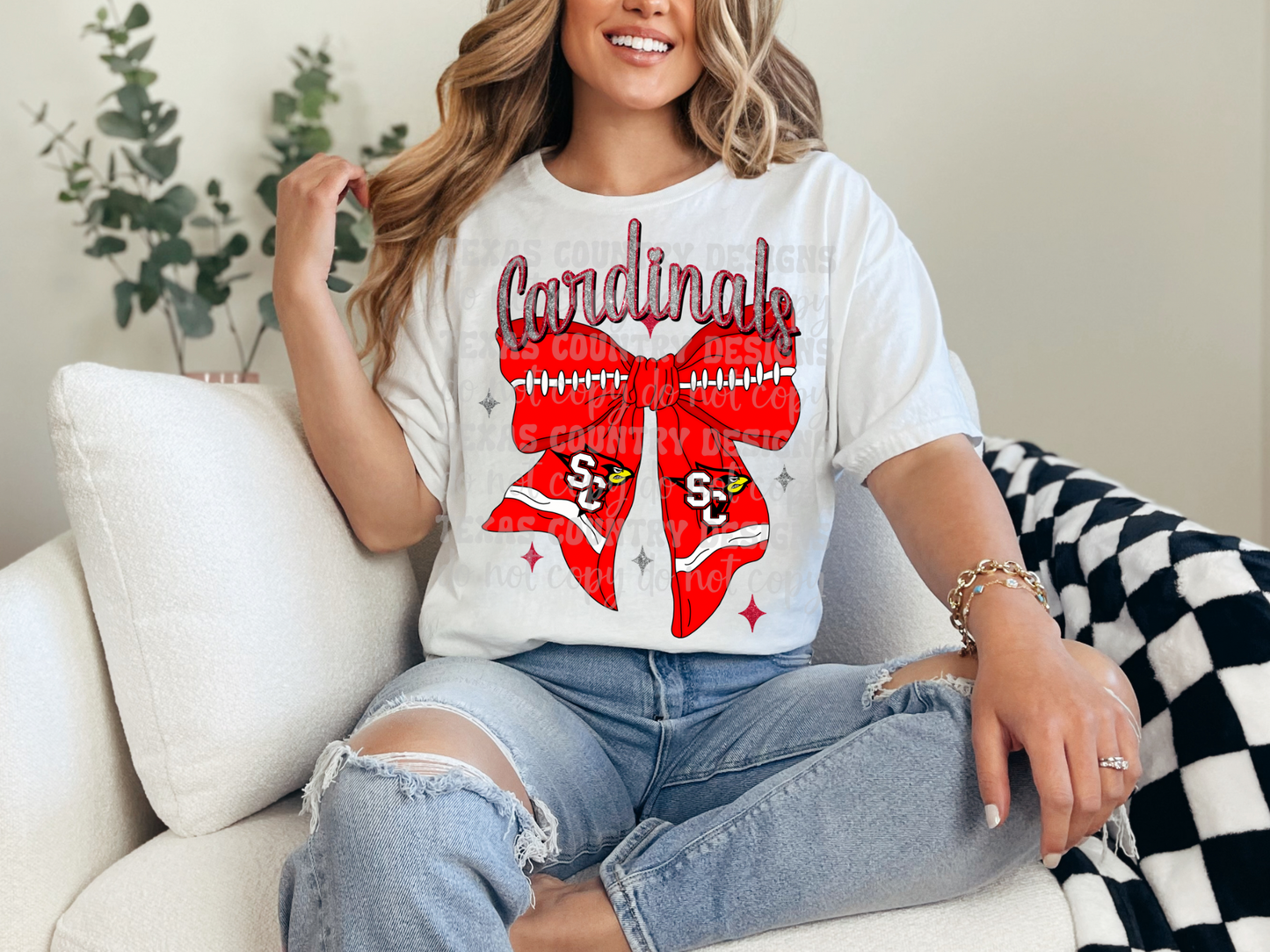 Southside Cardinals Football Ribbon Bow