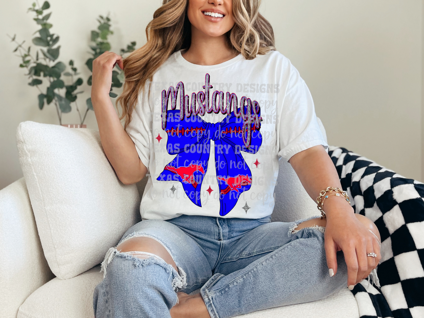 Thomas Jefferson Mustangs Football Ribbon Bow