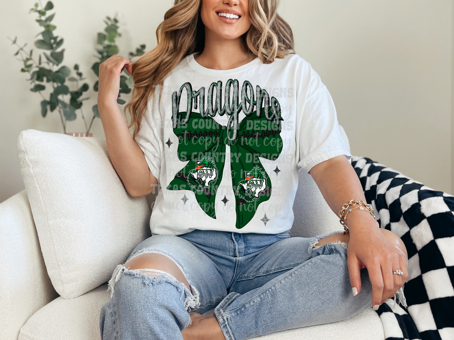 SW Dragons Football Ribbon Bow