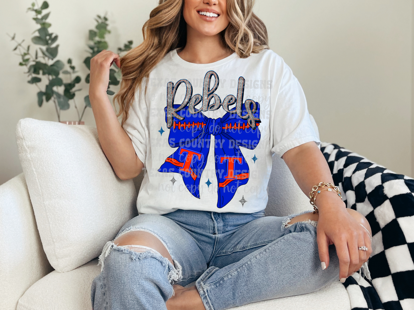 Tolsia Rebels Football Ribbon Bow