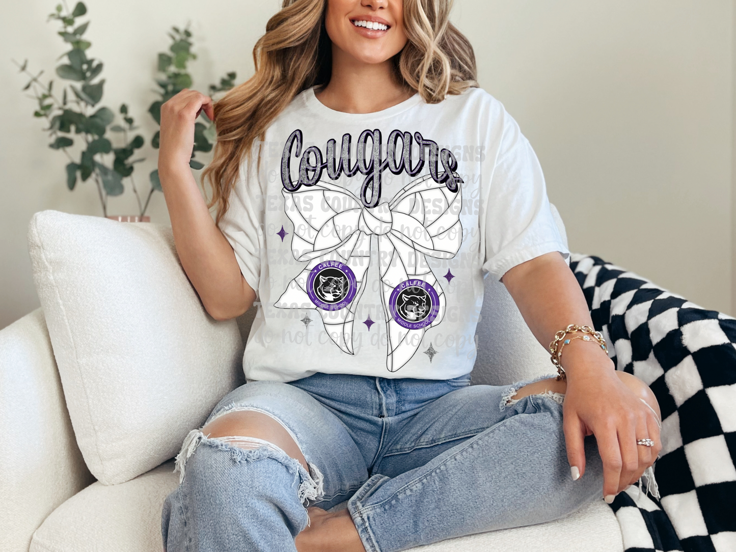 Calfee Cougars Volleyball Ribbon Bow