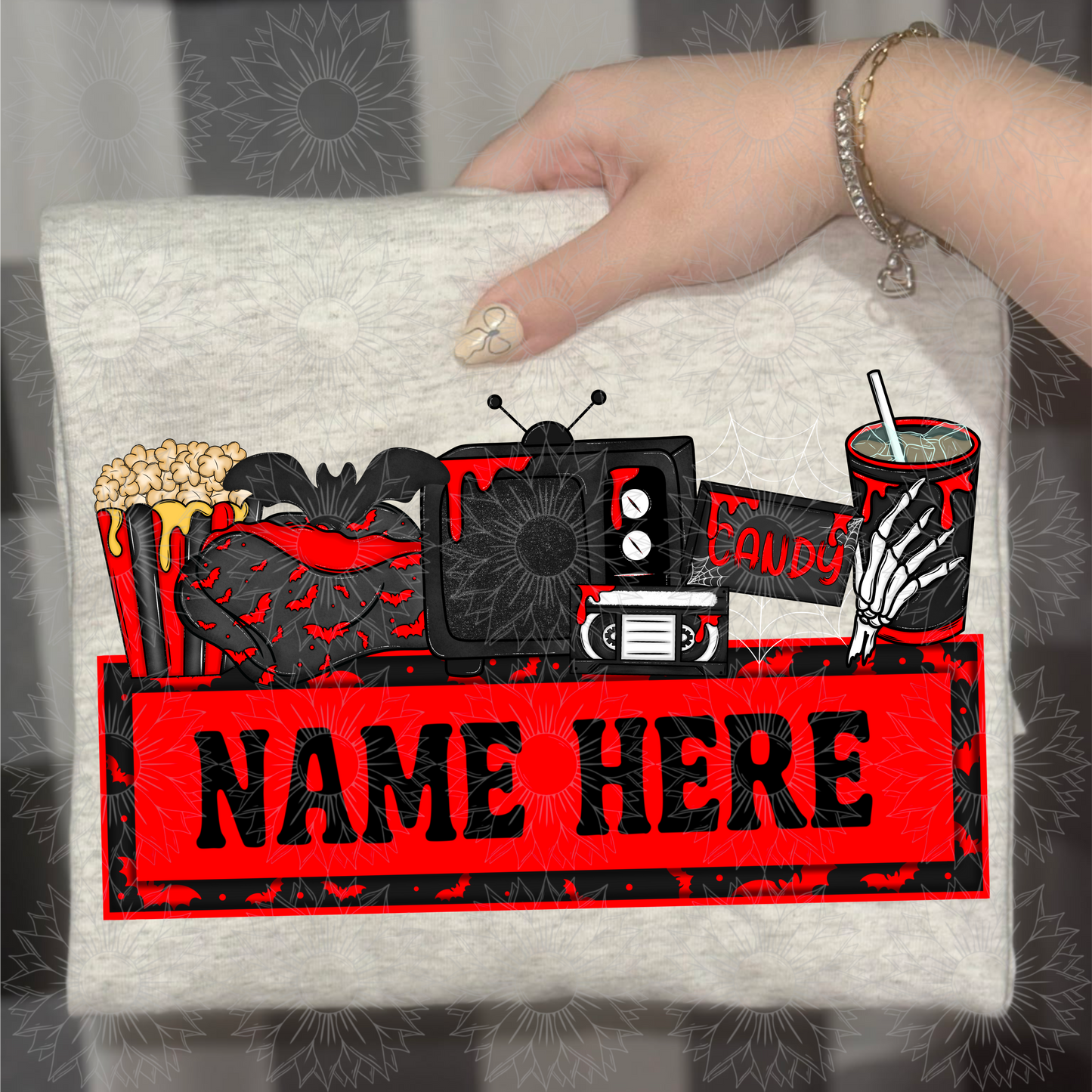 Spooky Movie Name Plate Red