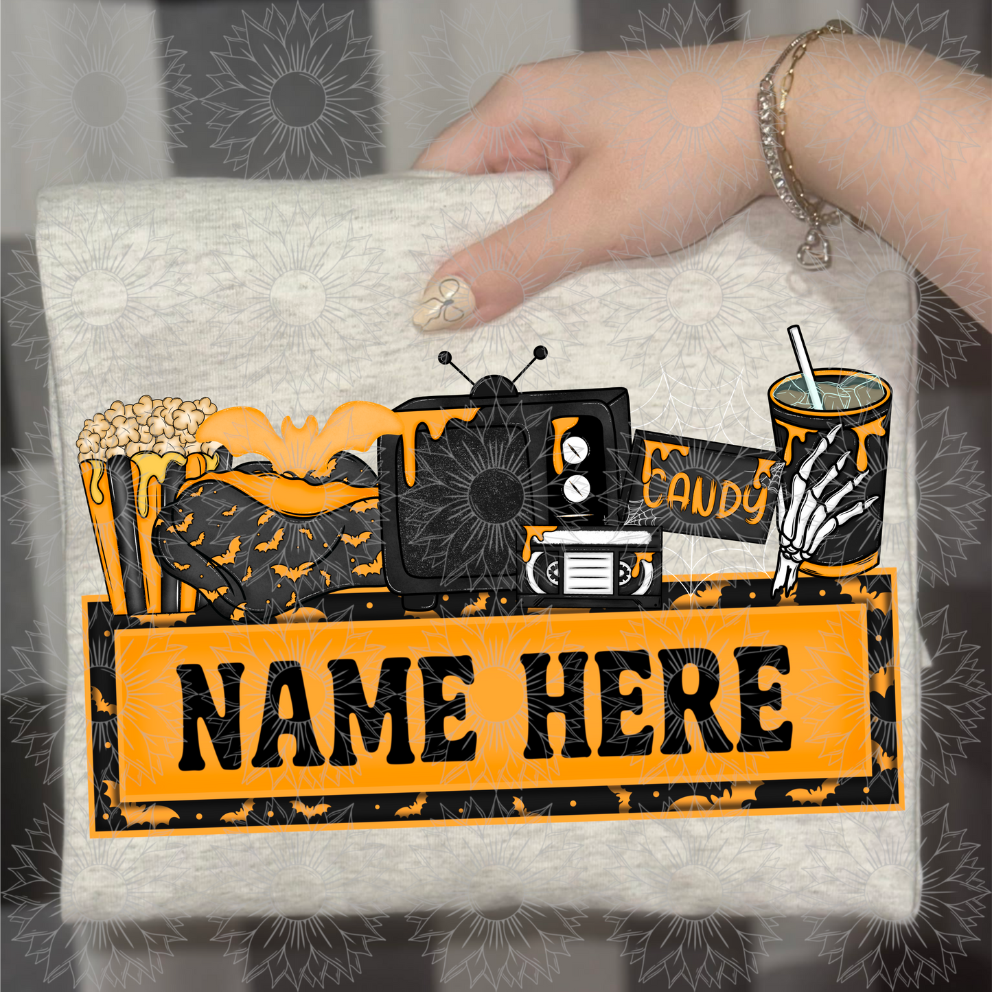Spooky Movie Name Plate Orange