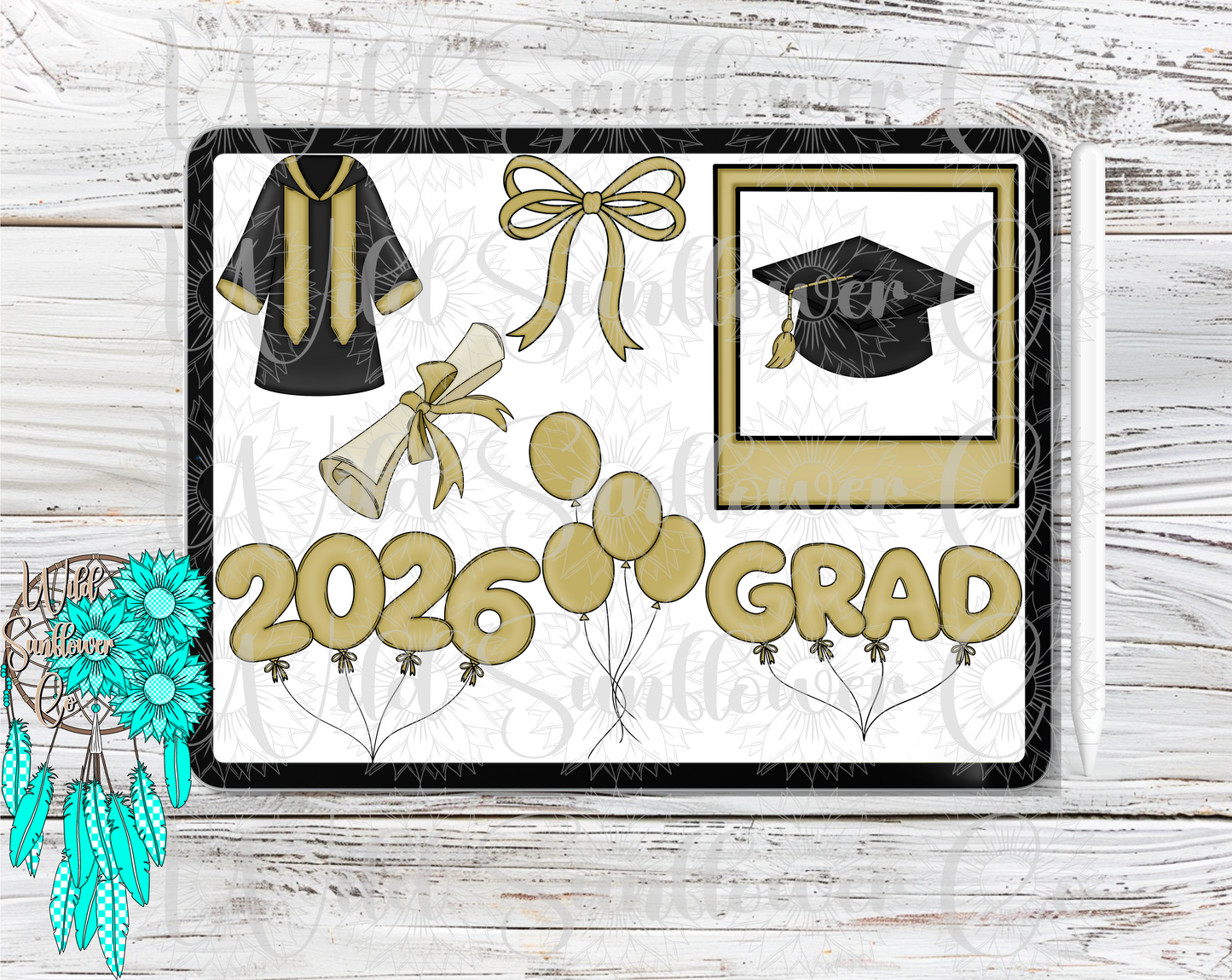 Gold Graduation Clipart Set