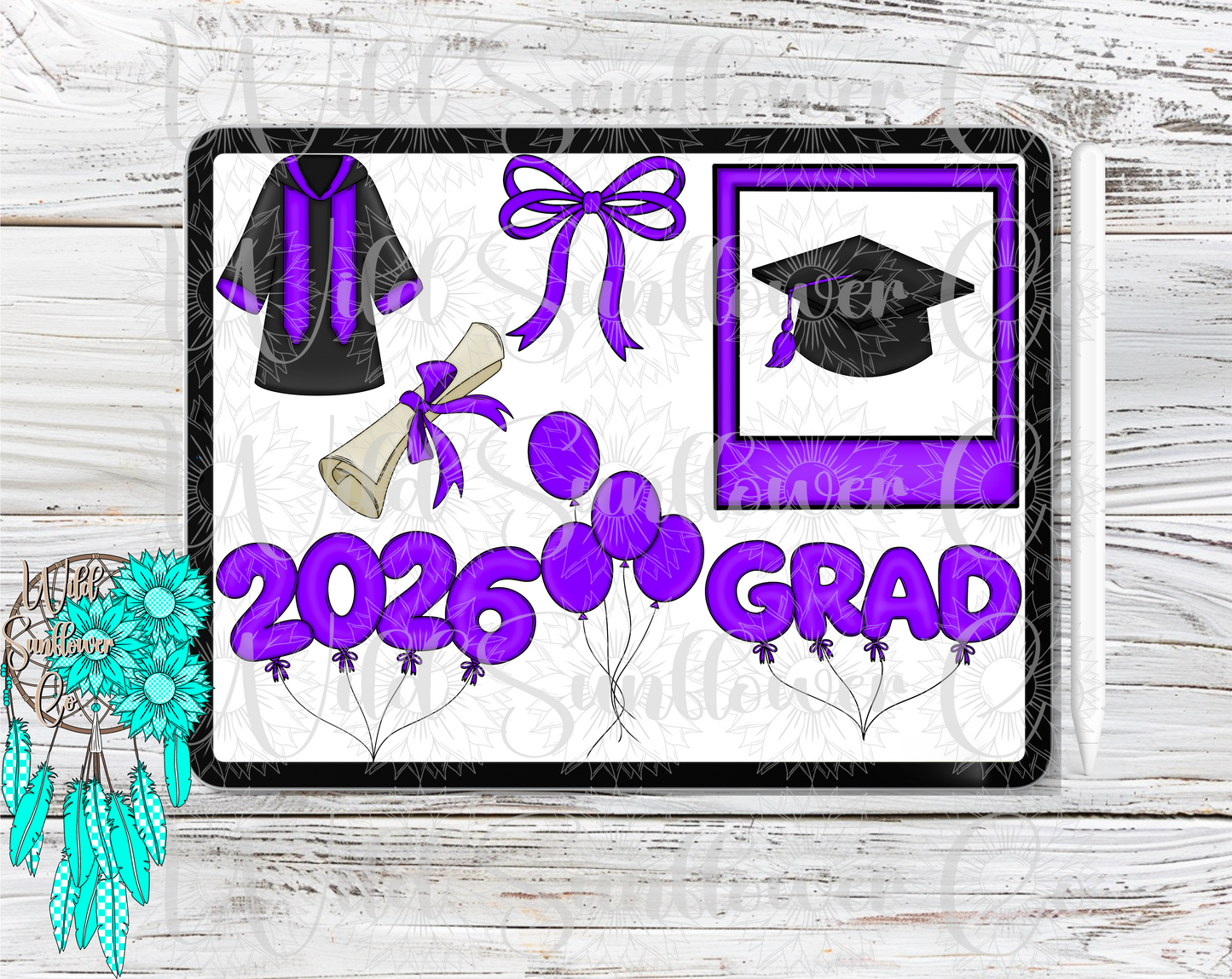 Purple Graduation Clipart Set