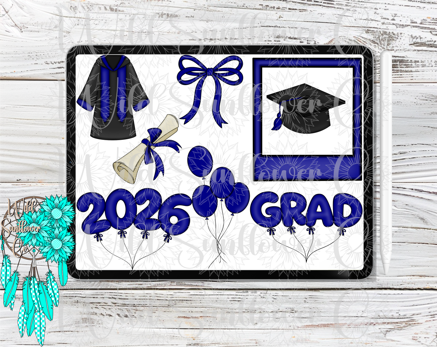 Navy Blue Graduation Clipart Set