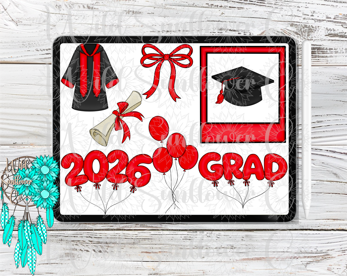 Red Graduation Clipart Set
