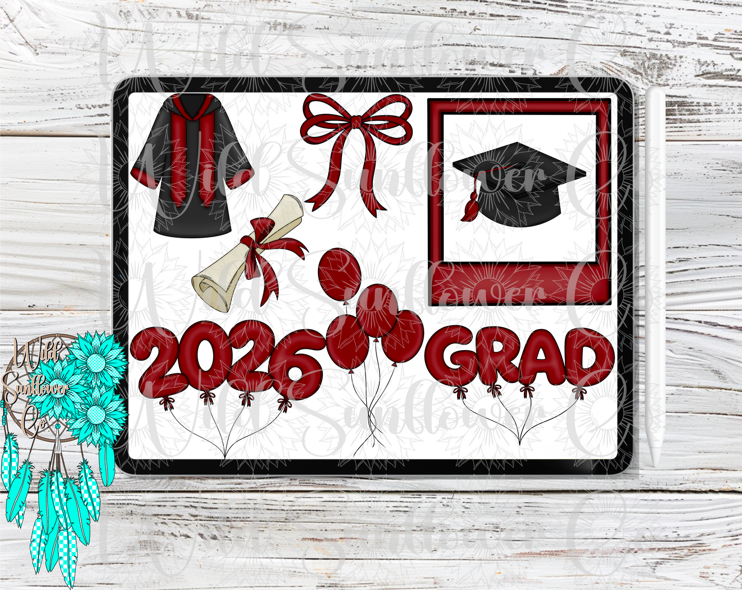 Maroon Graduation Clipart Set
