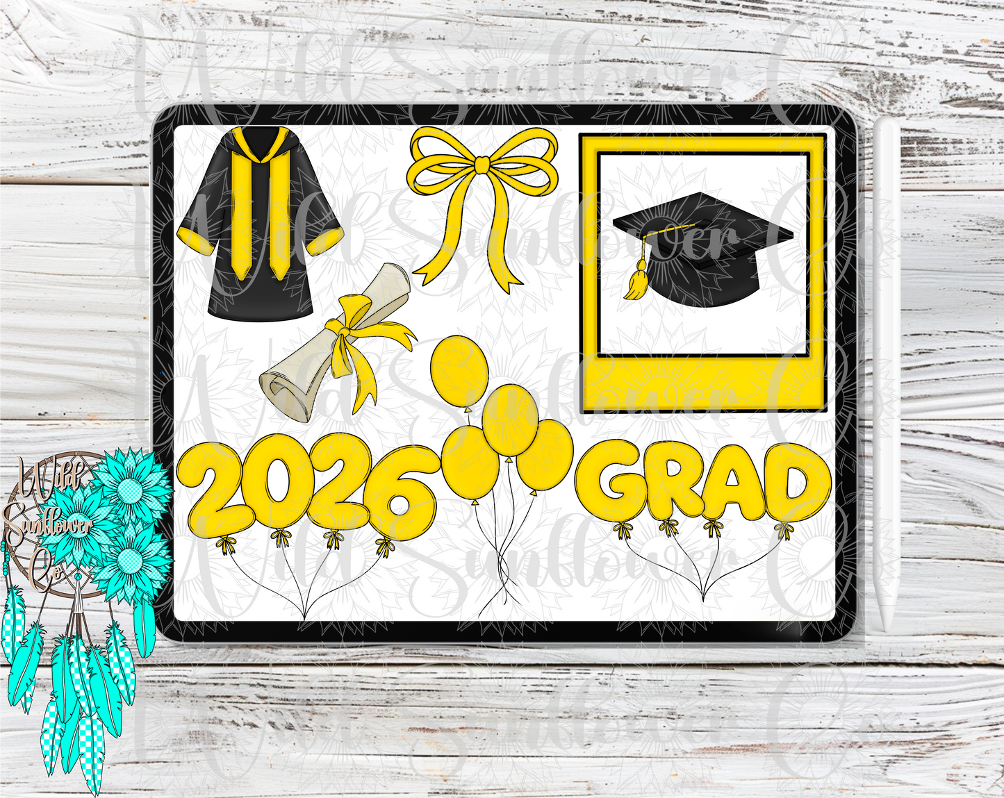 Yellow Graduation Clipart Set