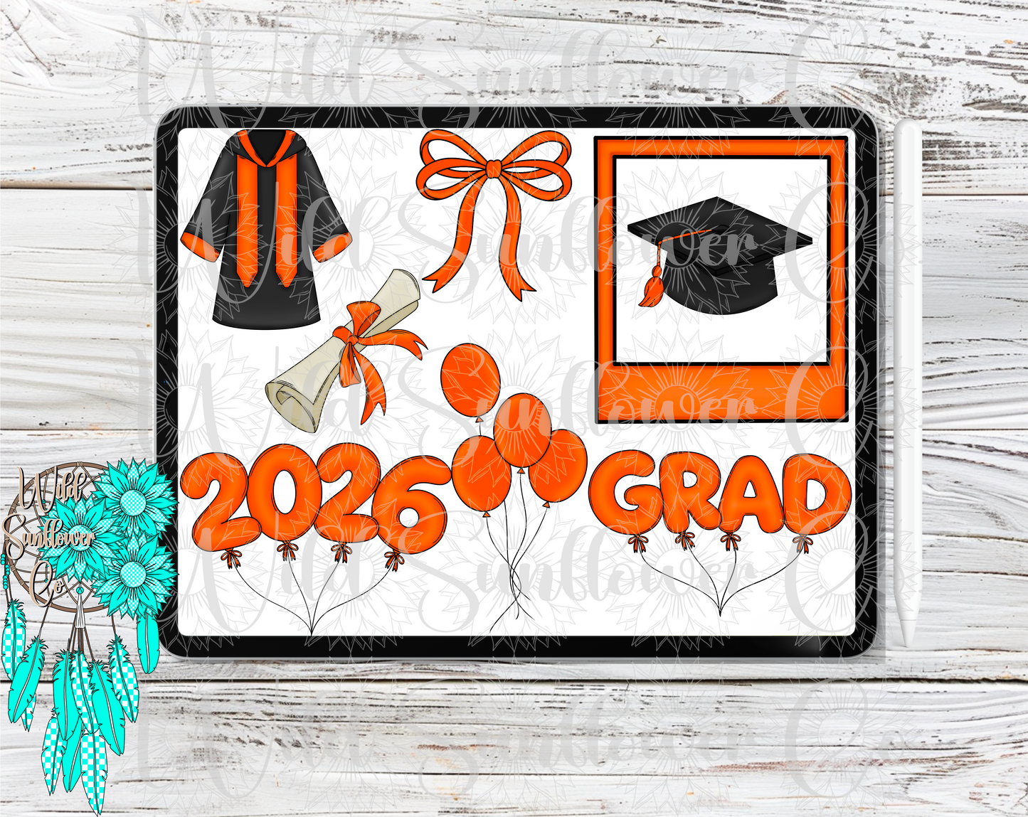 Orange Graduation Clipart Set