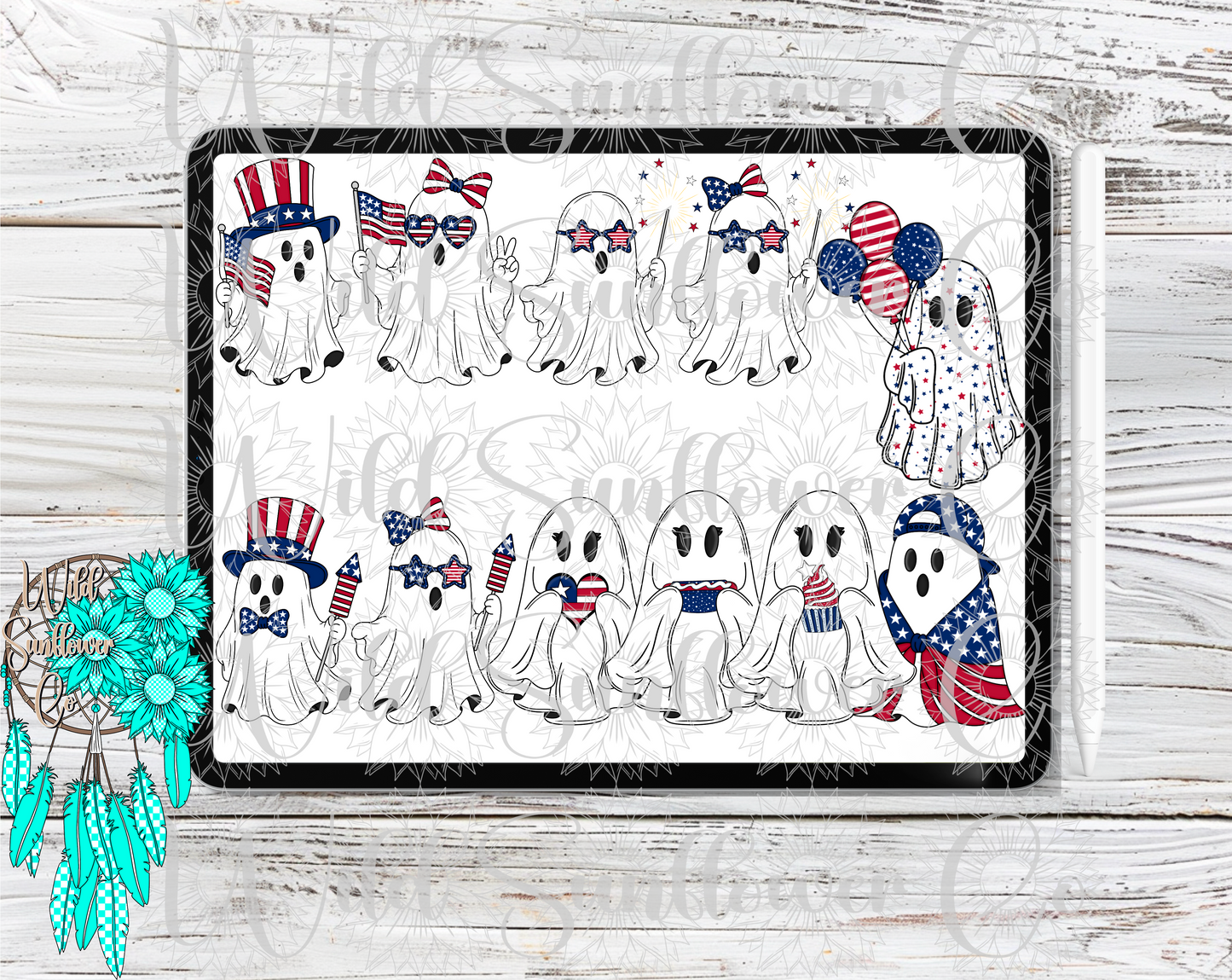 Fourth of July Ghosties Clipart Set