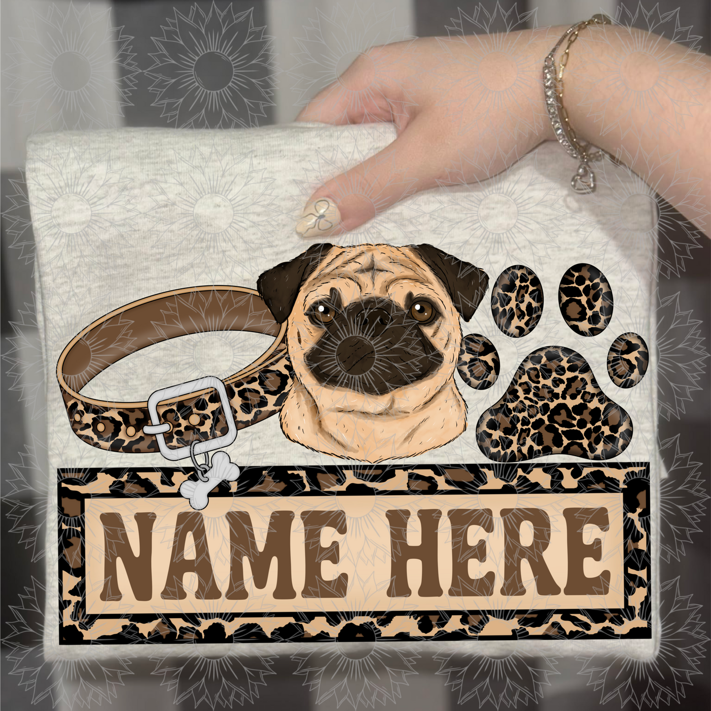 Pug Name Plate Cheetah