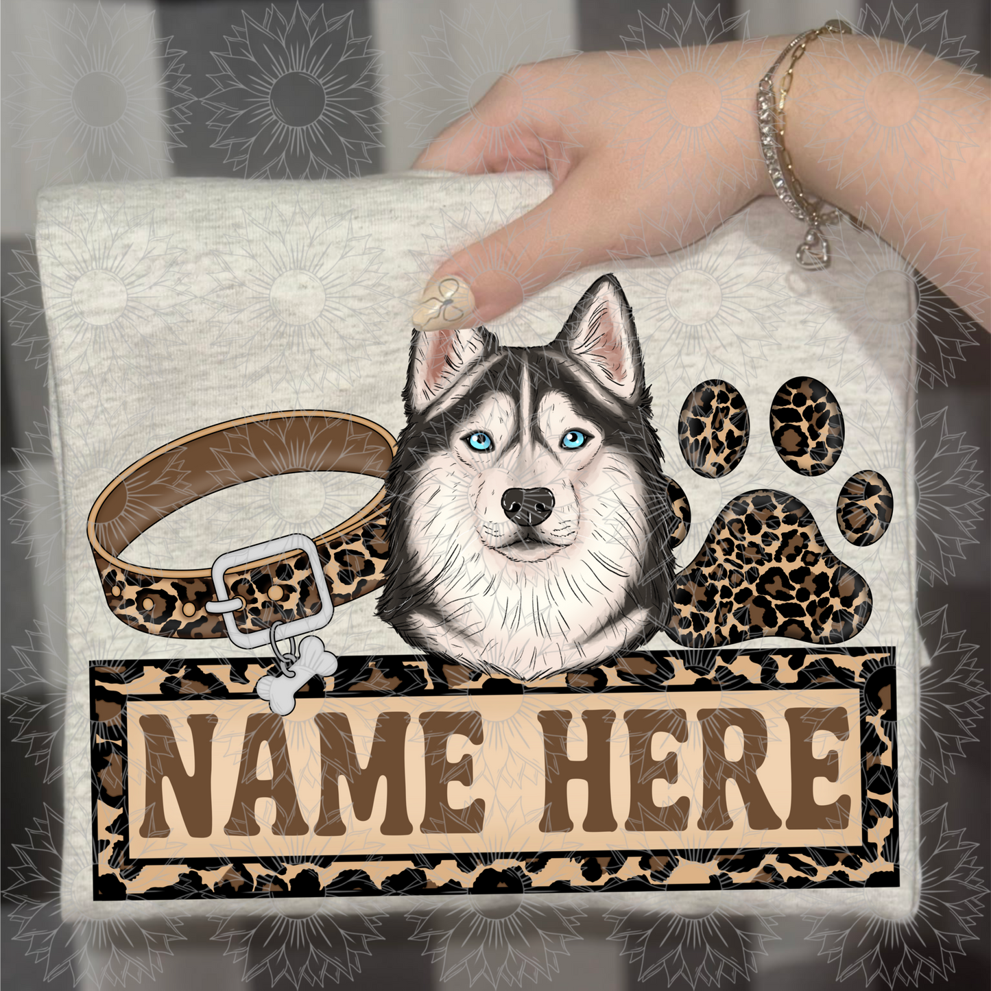 Siberian Husky Name Plate Cheetah