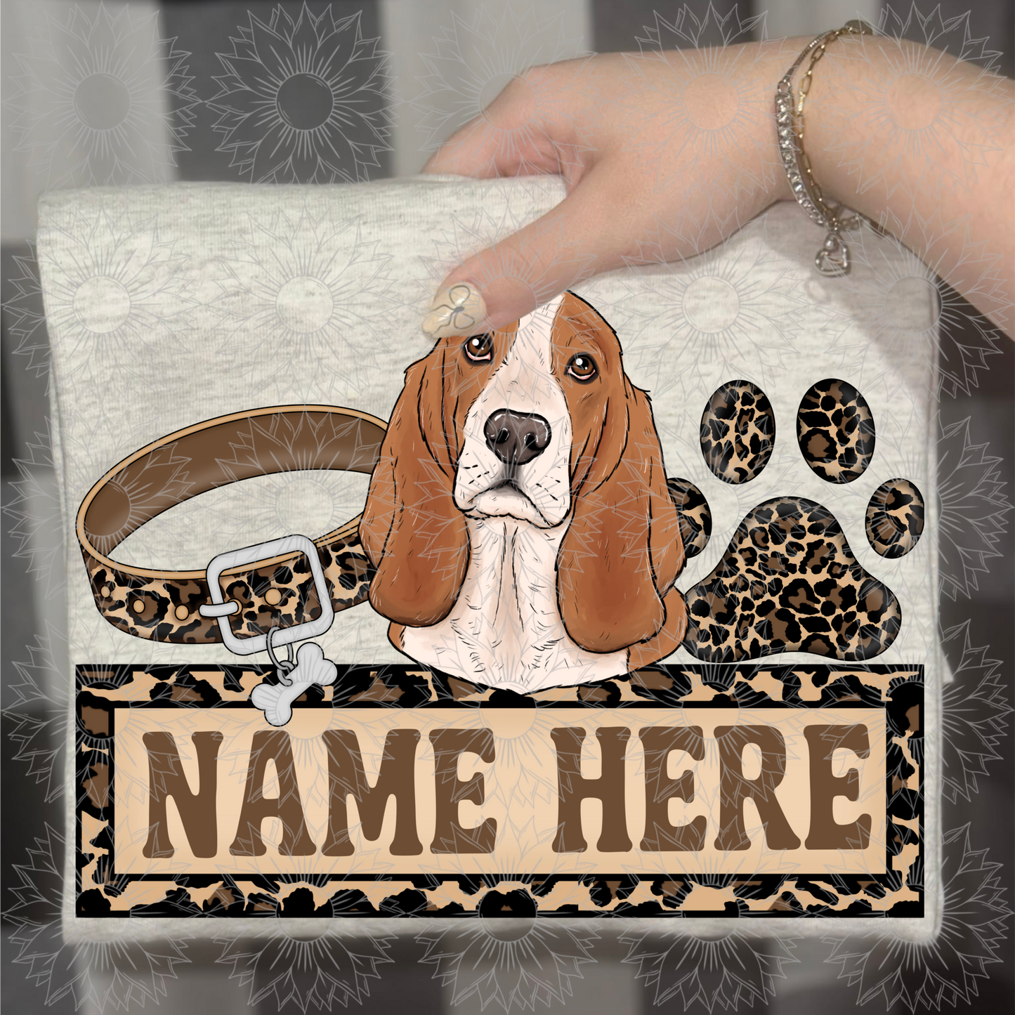 Basset Hound Name Plate Cheetah