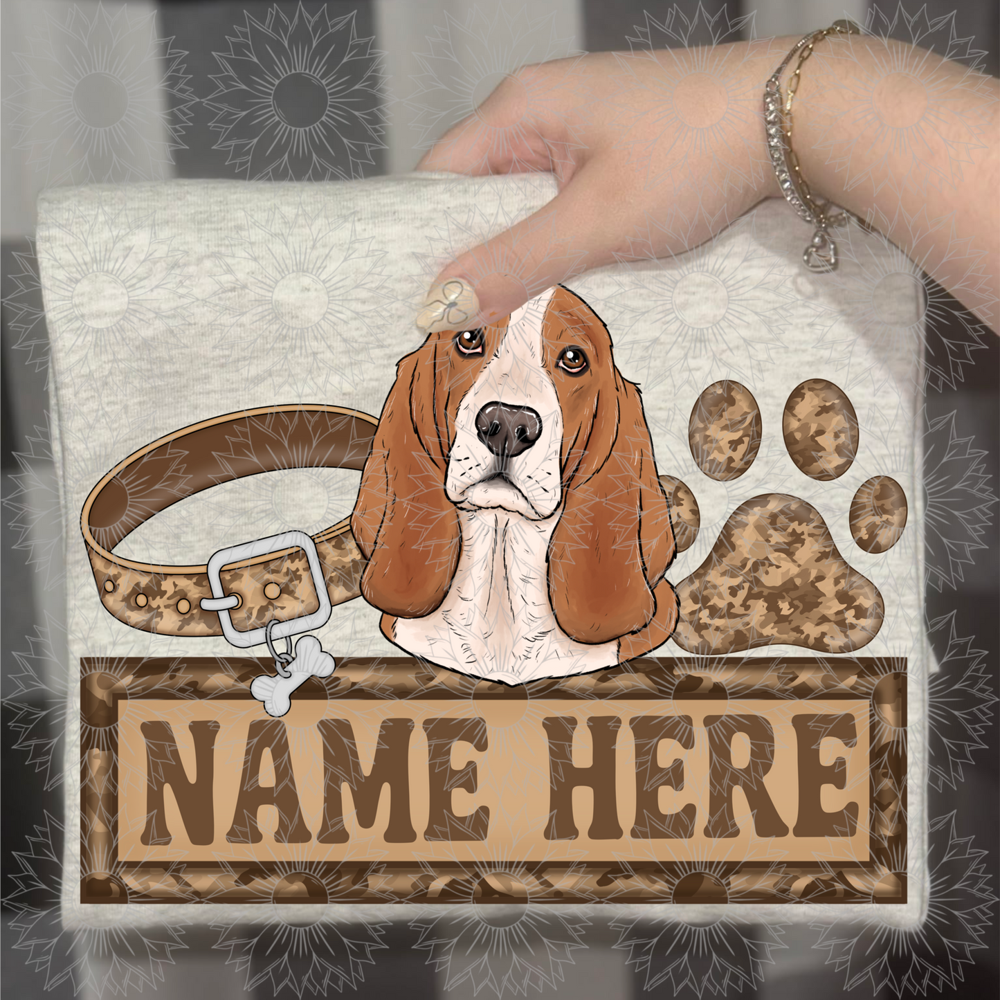 Basset Hound Name Plate Camo