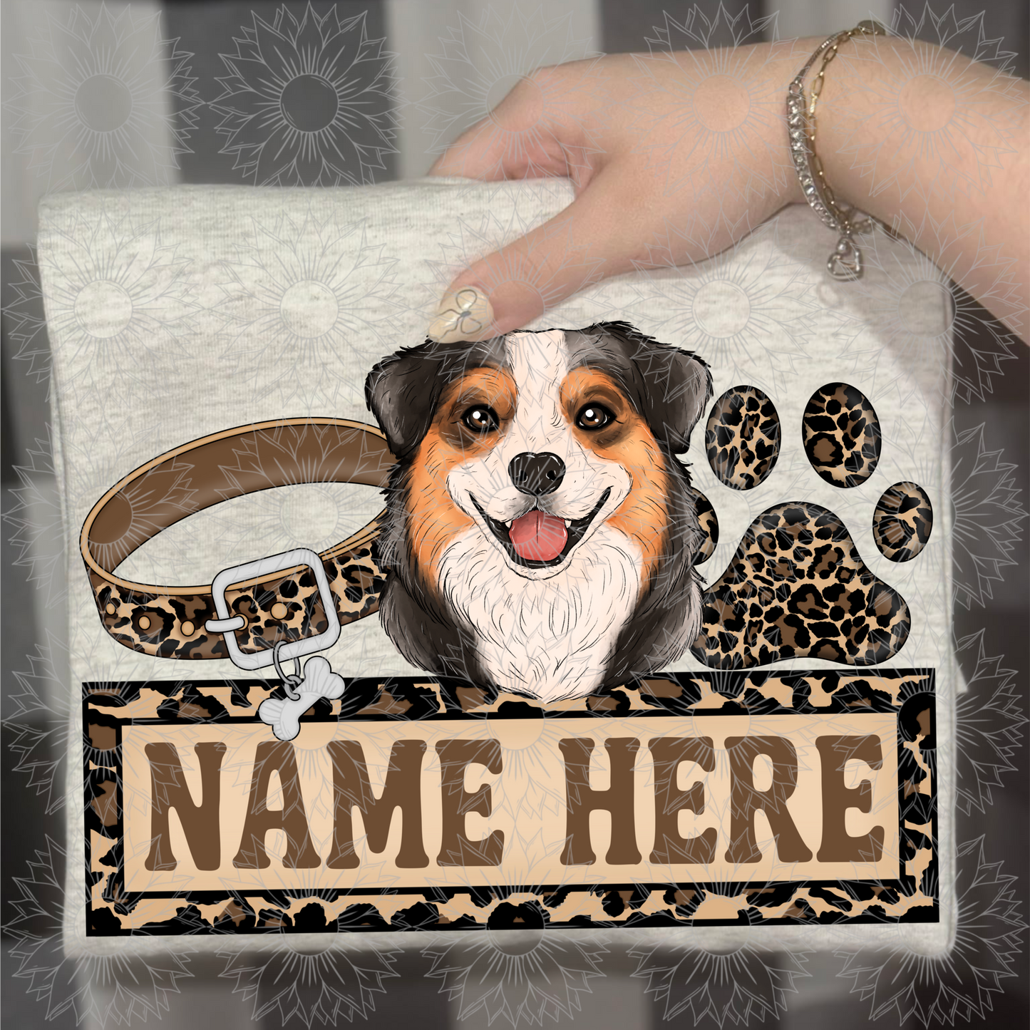 Australian Shepherd Name Plate Cheetah