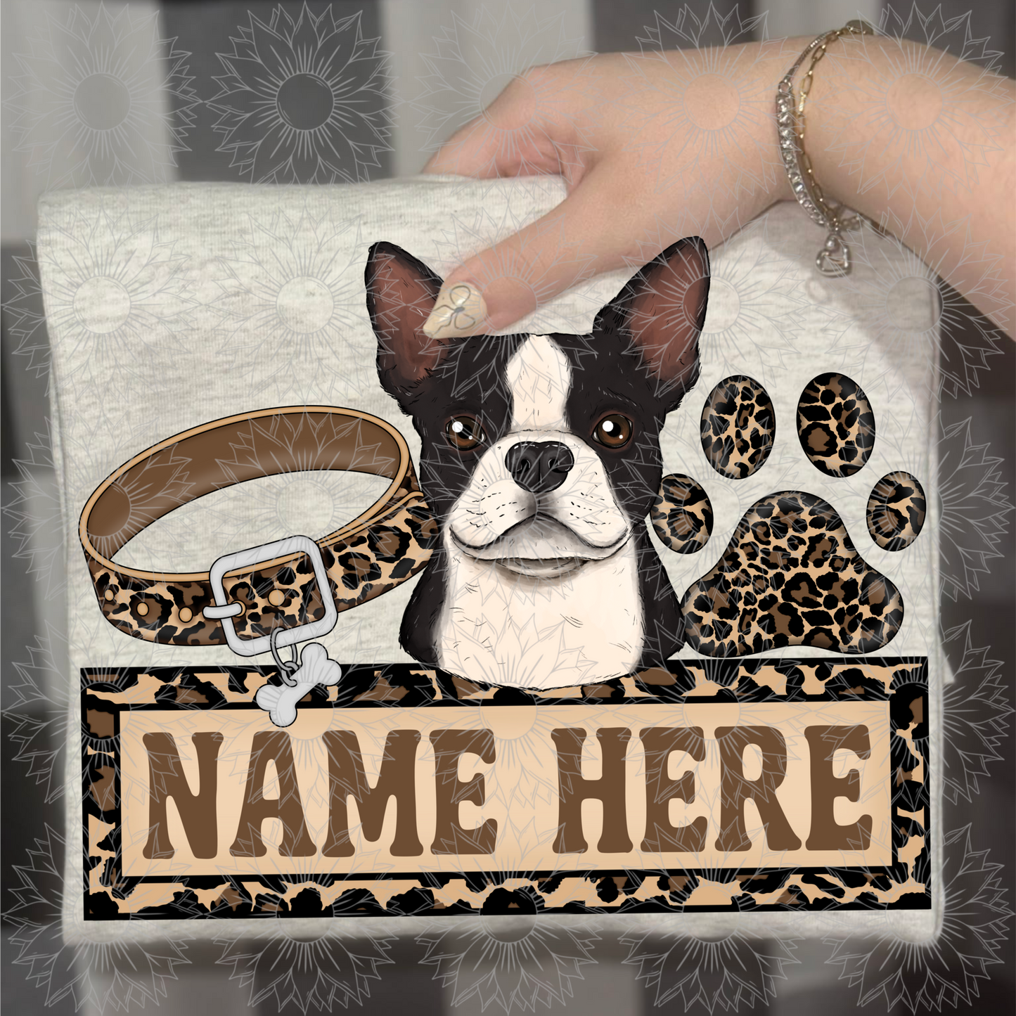 Boston Terrier Name Plate Cheetah