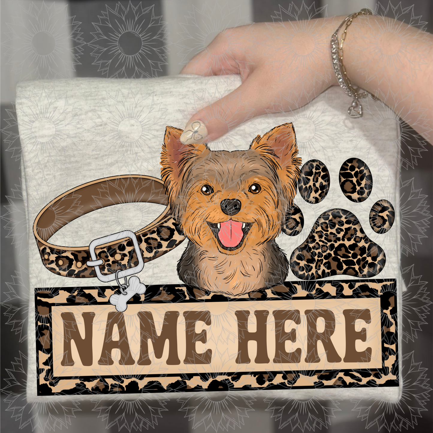 Yorkie Name Plate Cheetah