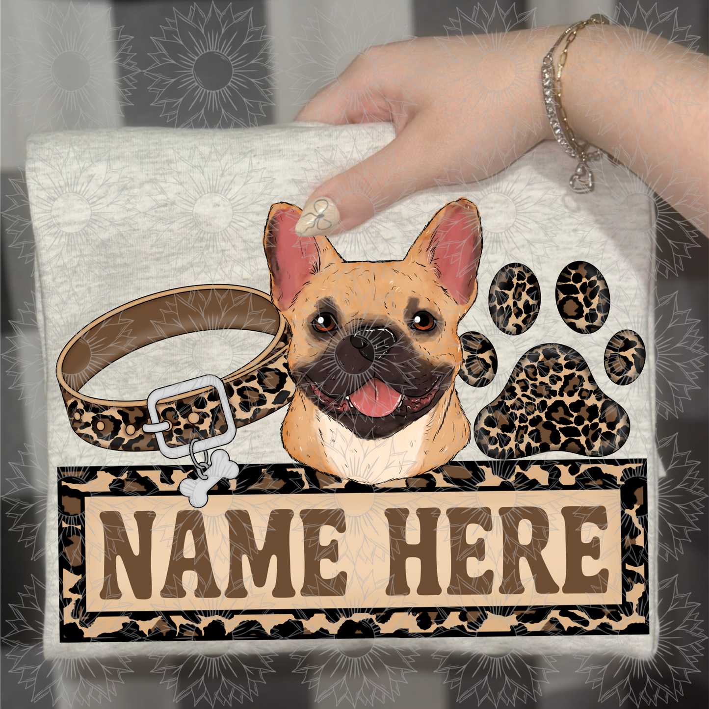 French Bulldog Name Plate Cheetah