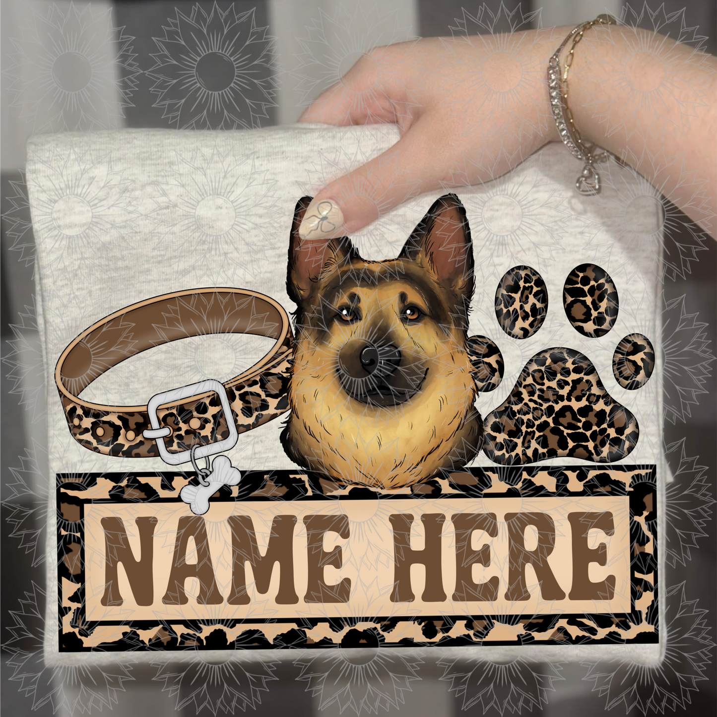 German Shepherd Name Plate Cheetah