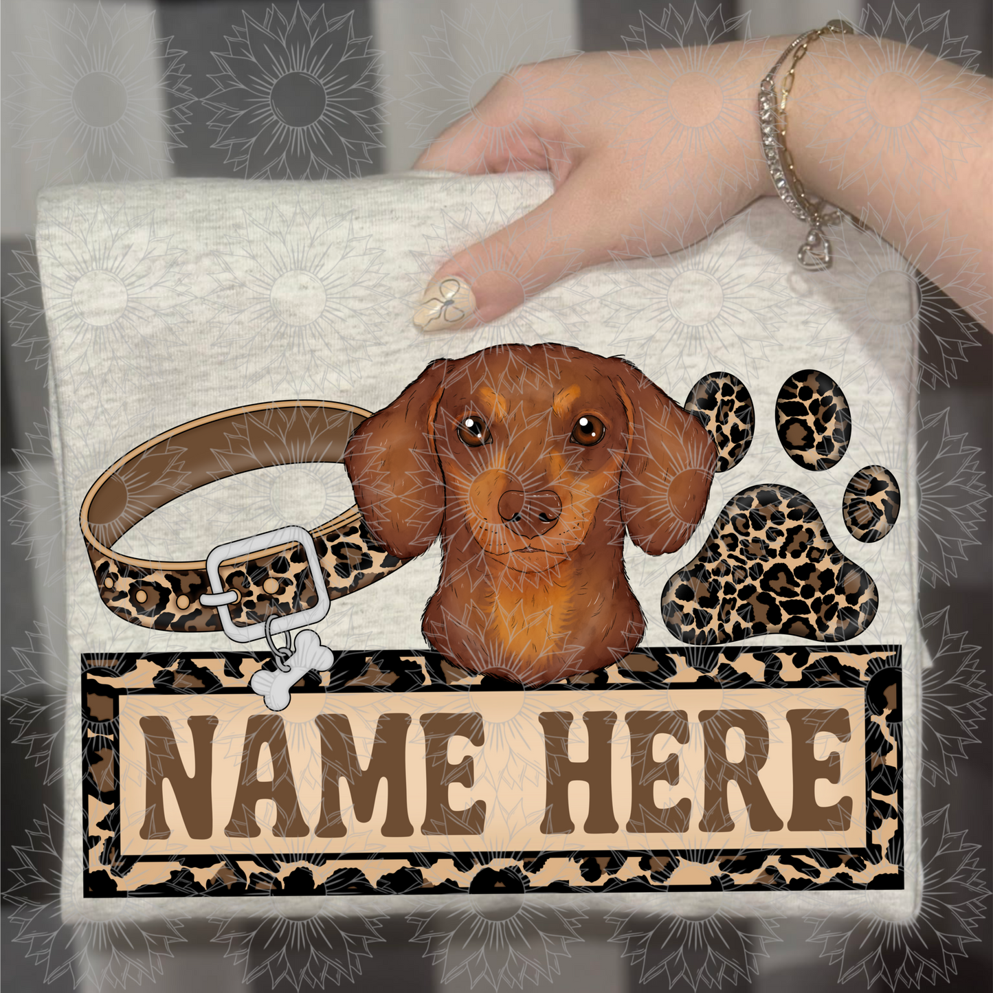 Daschund Name Plate Cheetah