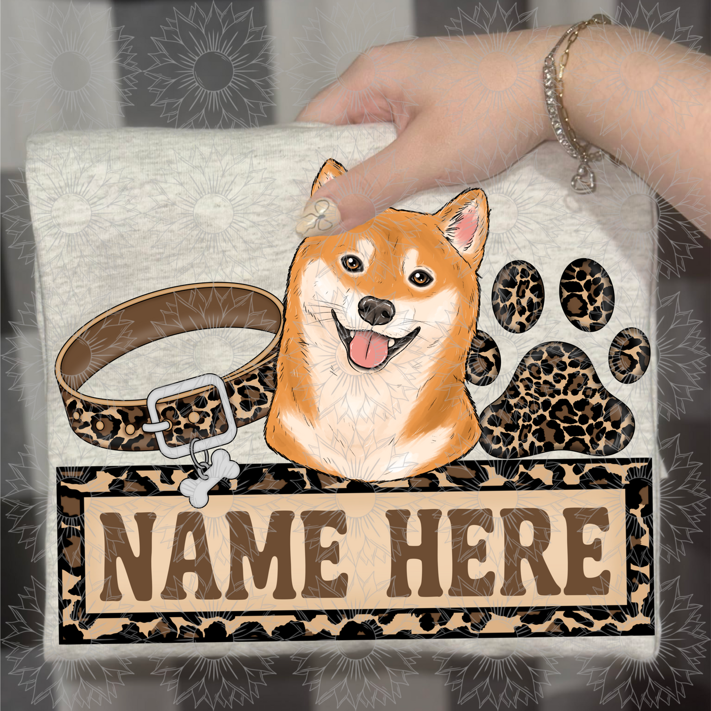Shiba Inu Name Plate Cheetah