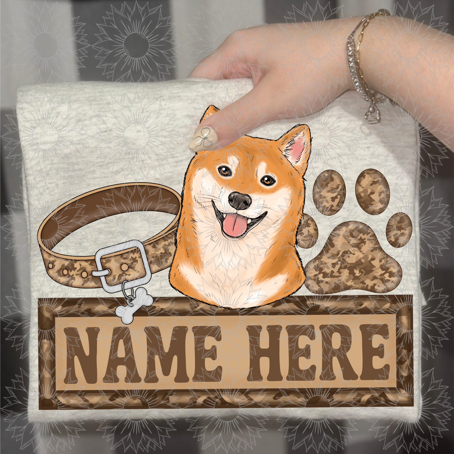 Shiba Inu Name Plate Camo