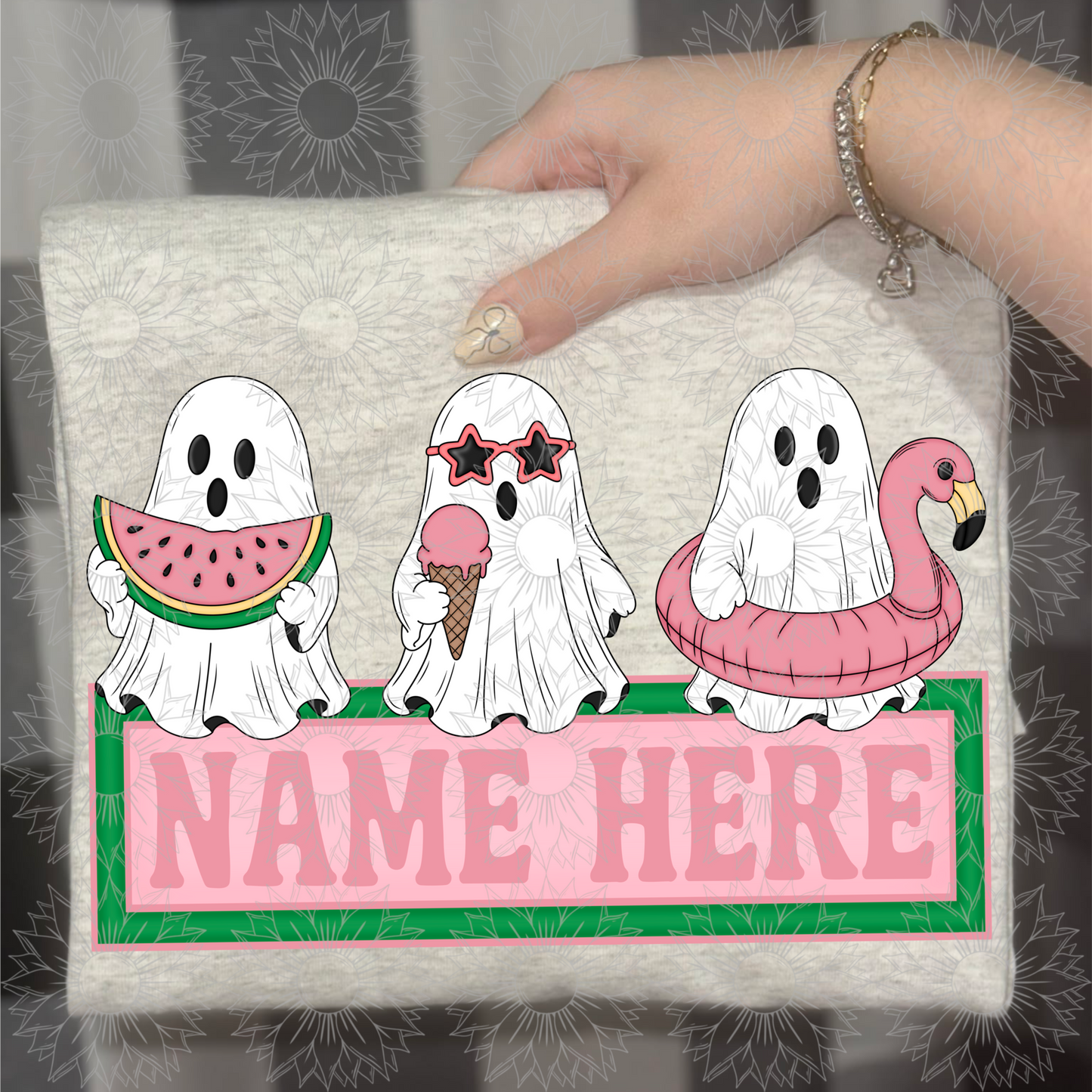 Summertime Ghostie Pink Name Plate
