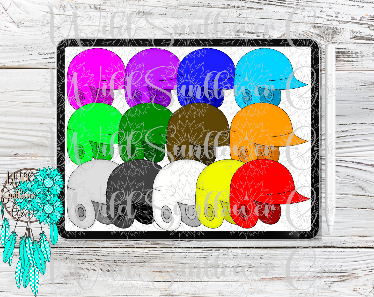 Baseball Helmets Clipart Set