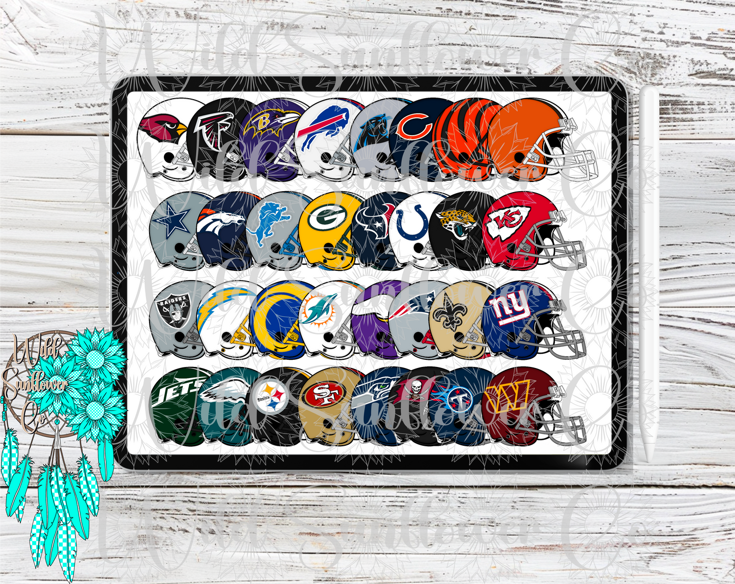 Pro Football Helmets Clipart Set