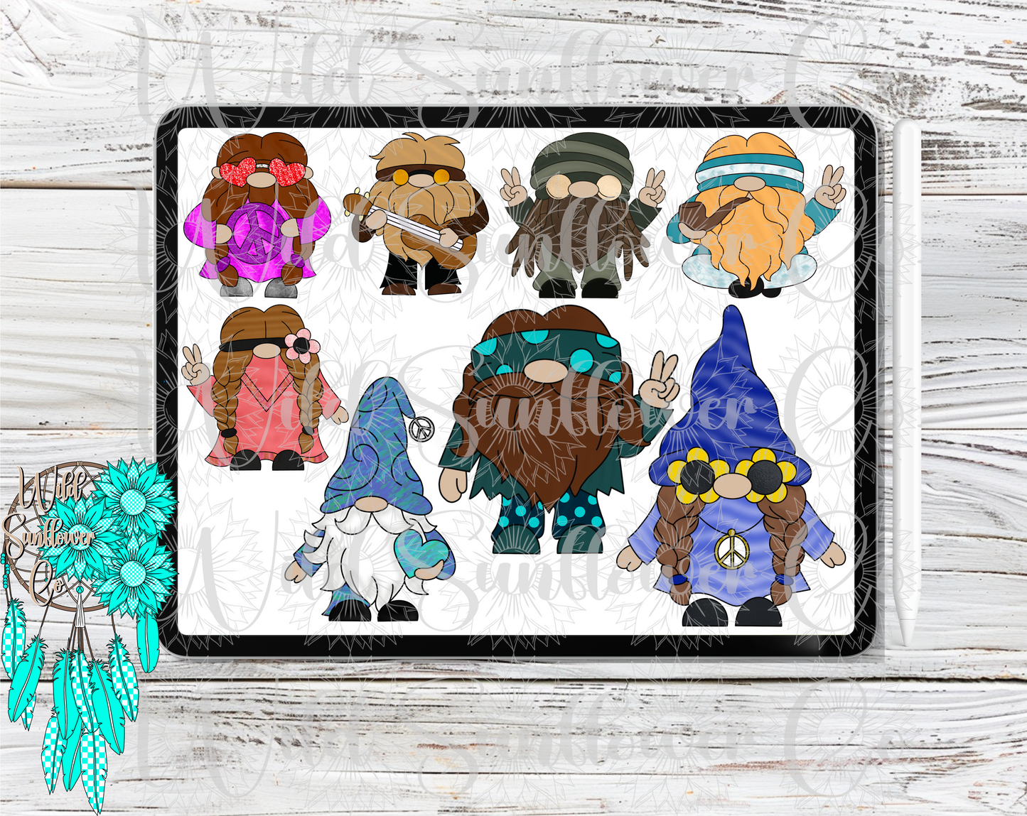 Hippie Gnomes Clipart Set