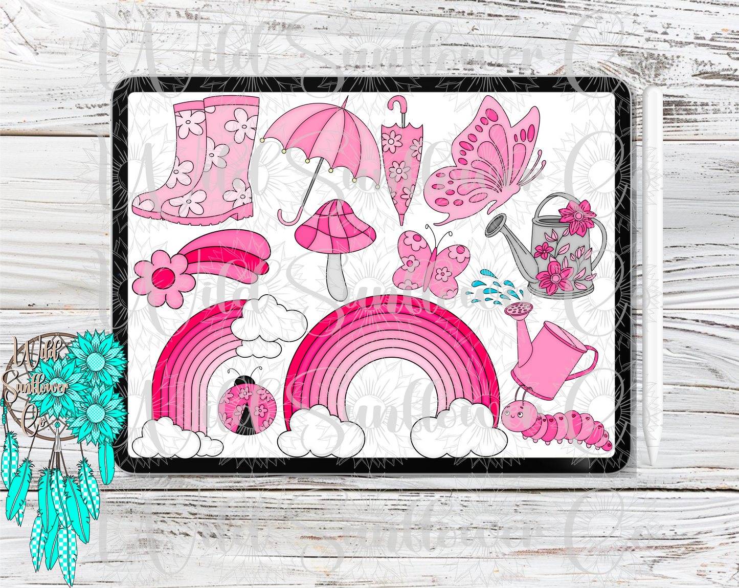 Spring Vibes Pink Clipart Set