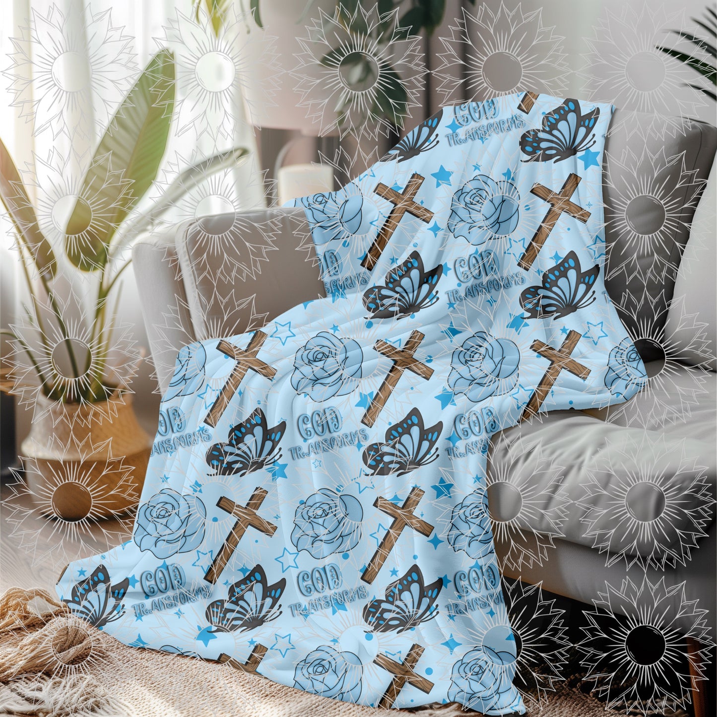 God's Unfailing Love Transforms Us Blue Seamless