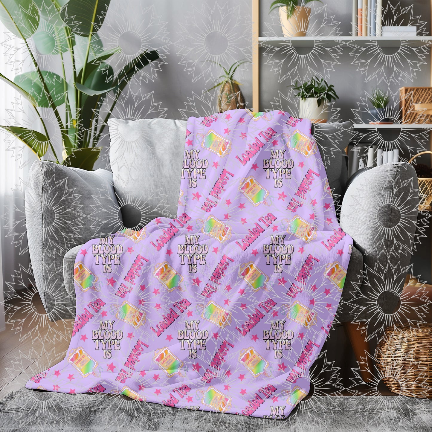 My Blood Type Is Loaded Tea Purple Seamless