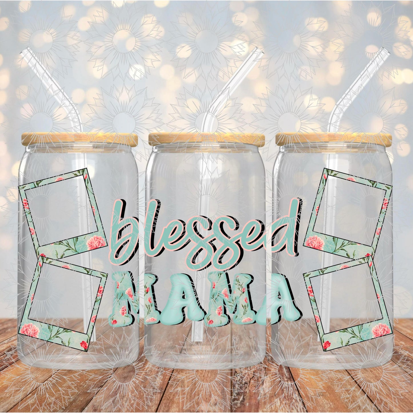 Blessed Mama Polaroid Teal 16OZ