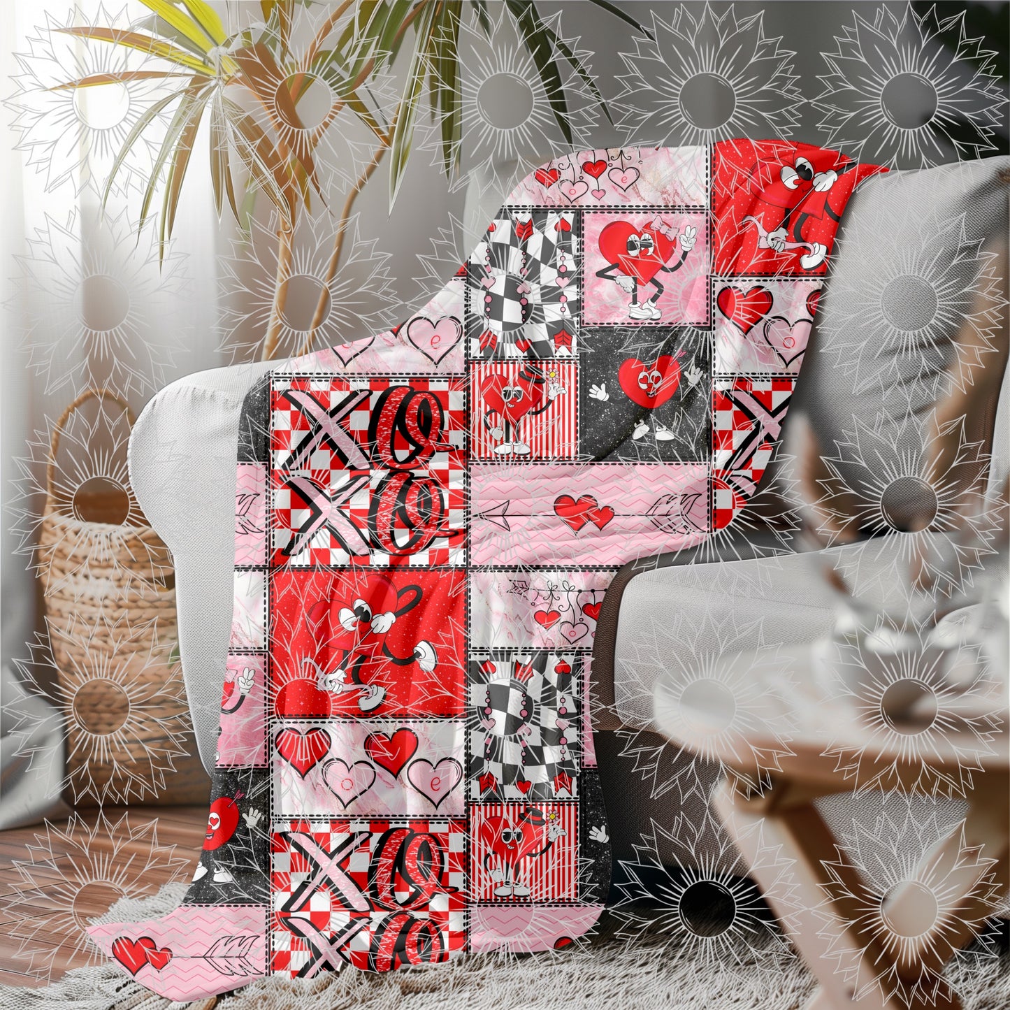 Retro Valentine’s Hearts Coquette Patchwork Seamless