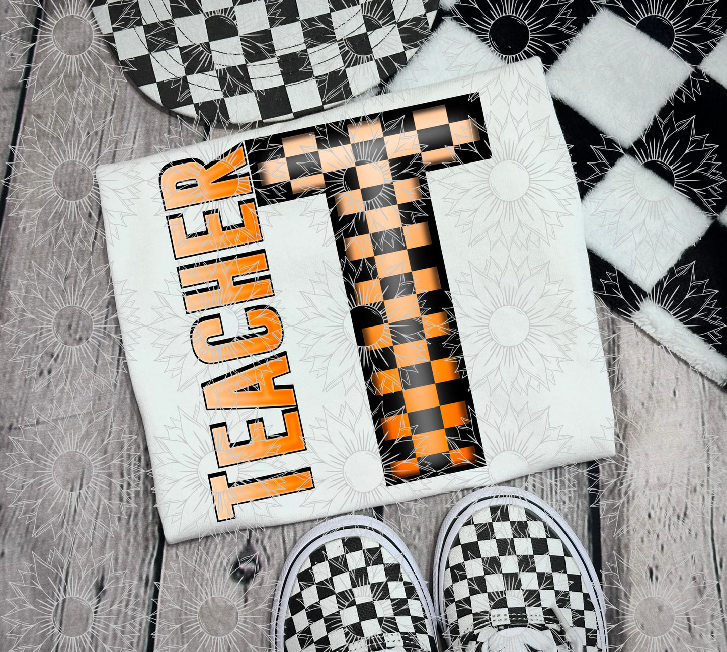 Teacher Orange Checkered