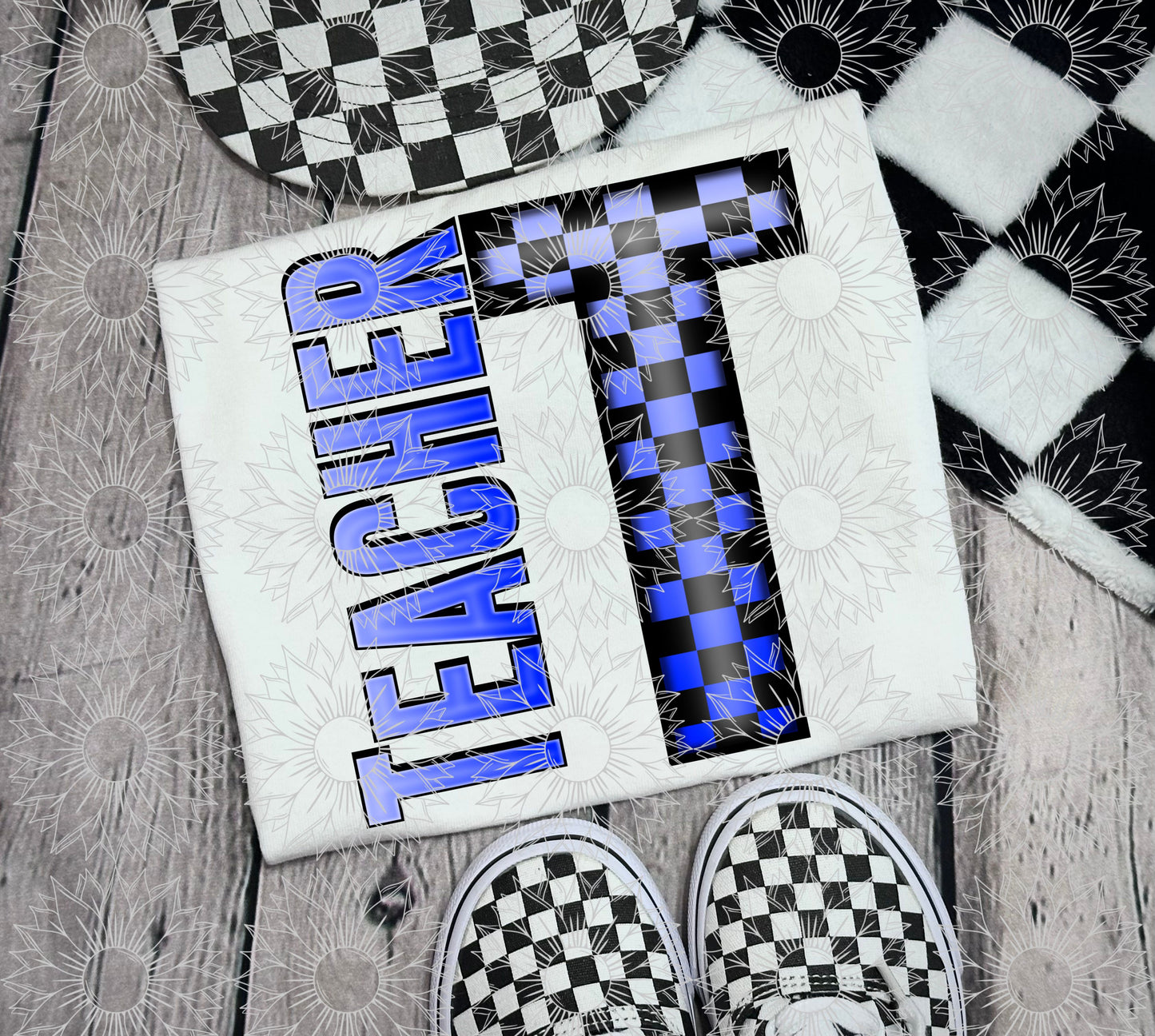 Teacher Blue Checkered