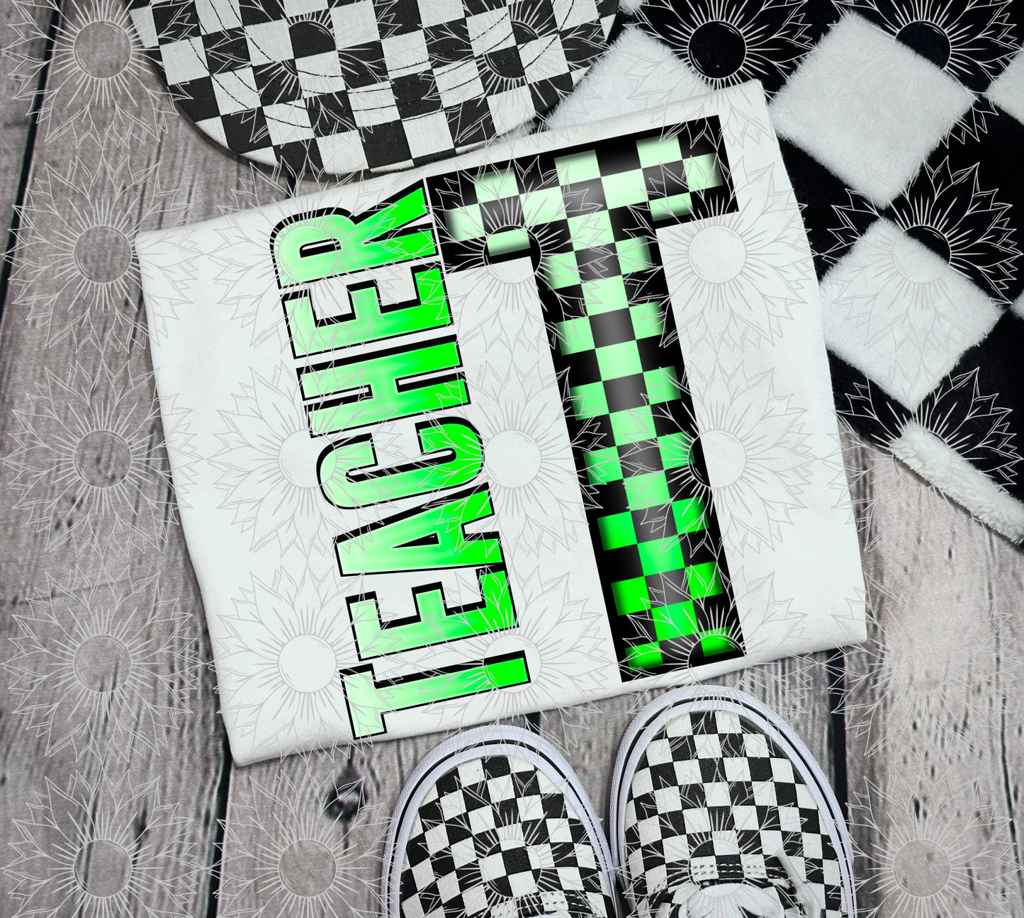 Teacher Green Checkered