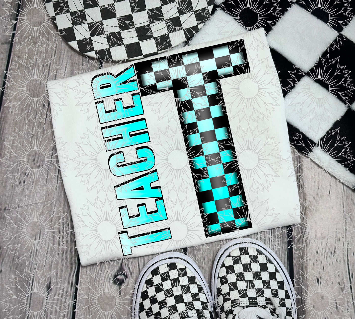 Teacher Turquoise Checkered