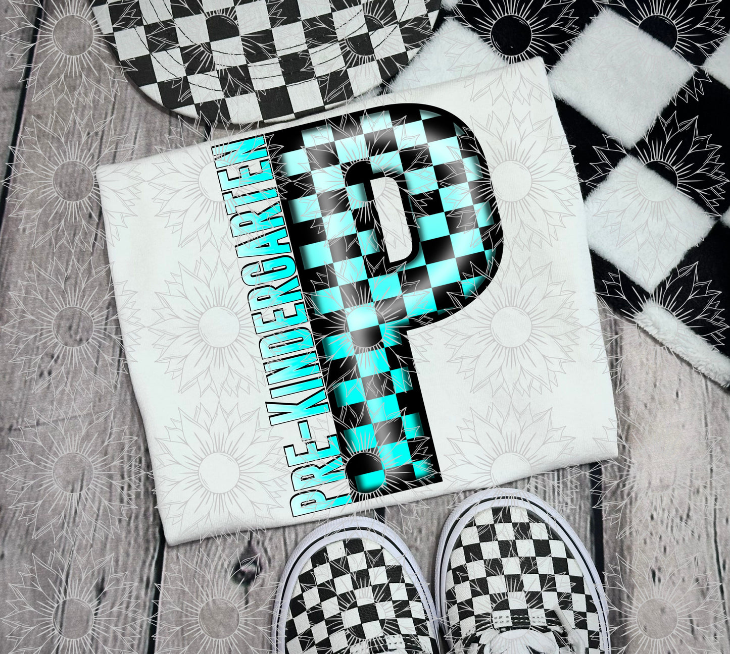 Pre-Kindergarten Turquoise Checkered