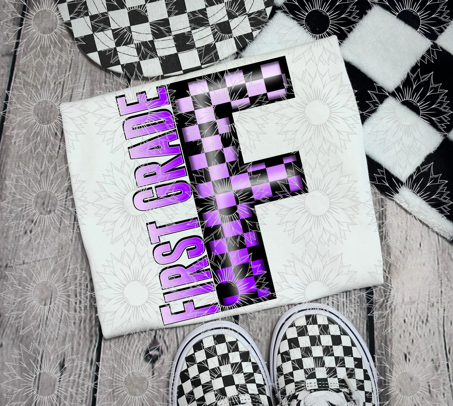 First Grade Purple Checkered