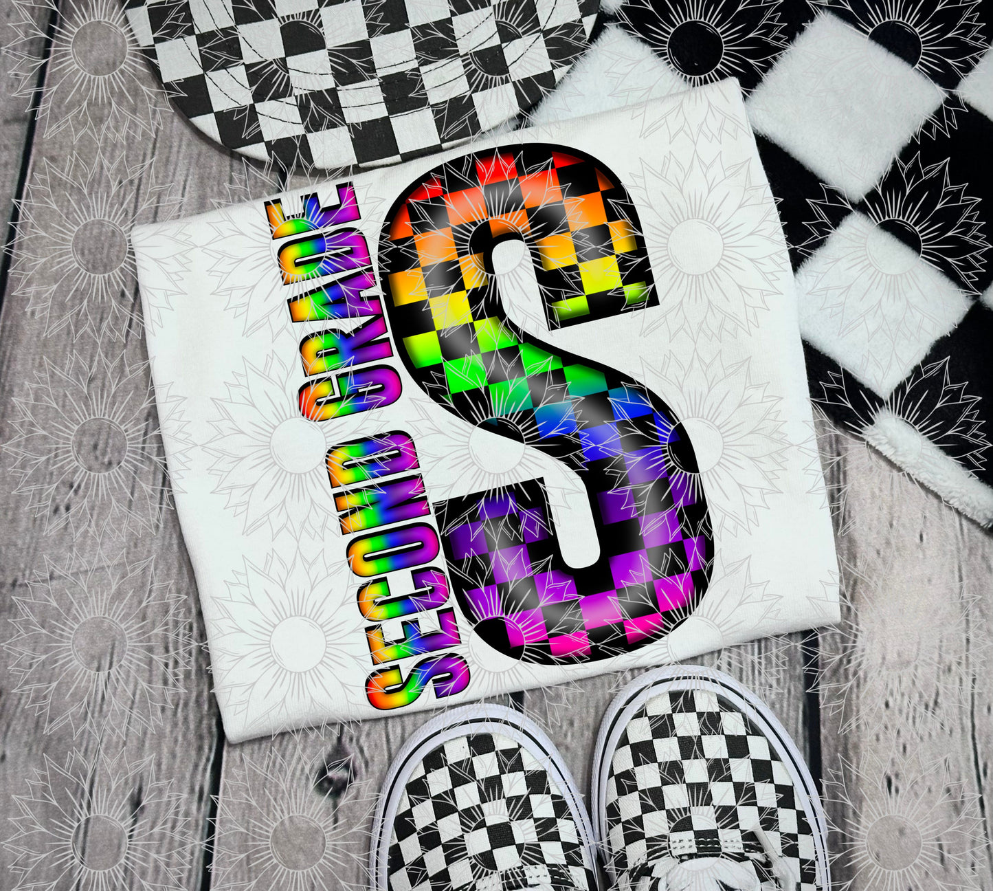 Second Grade Rainbow Checkered