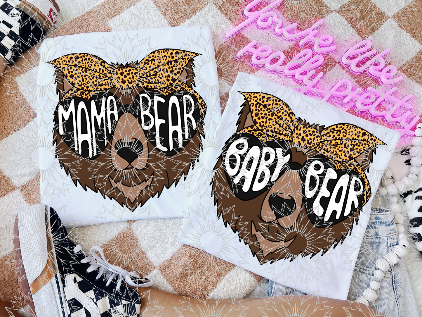 Mama/Baby Bear Cheetah Print