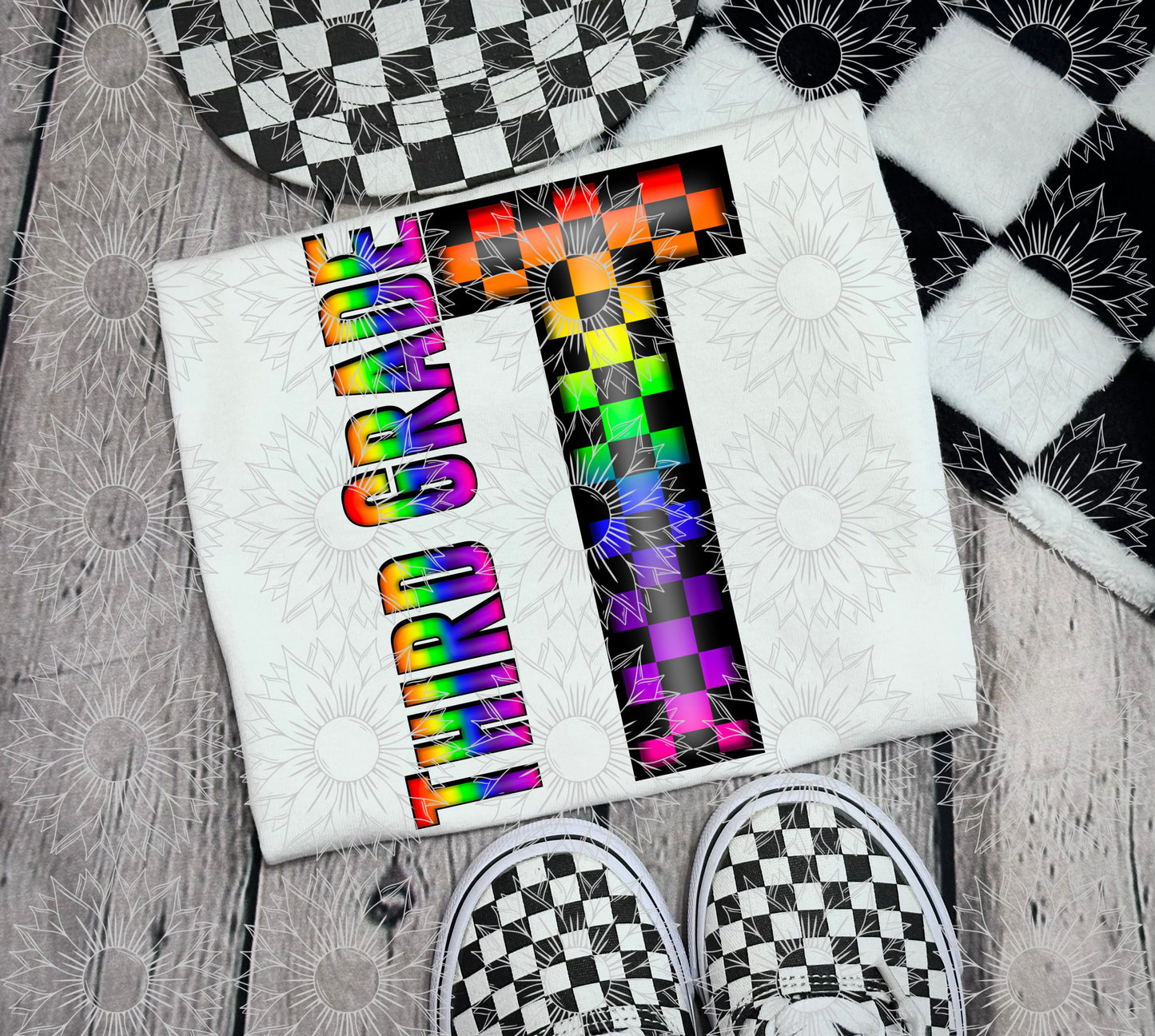 Third Grade Rainbow Checkered