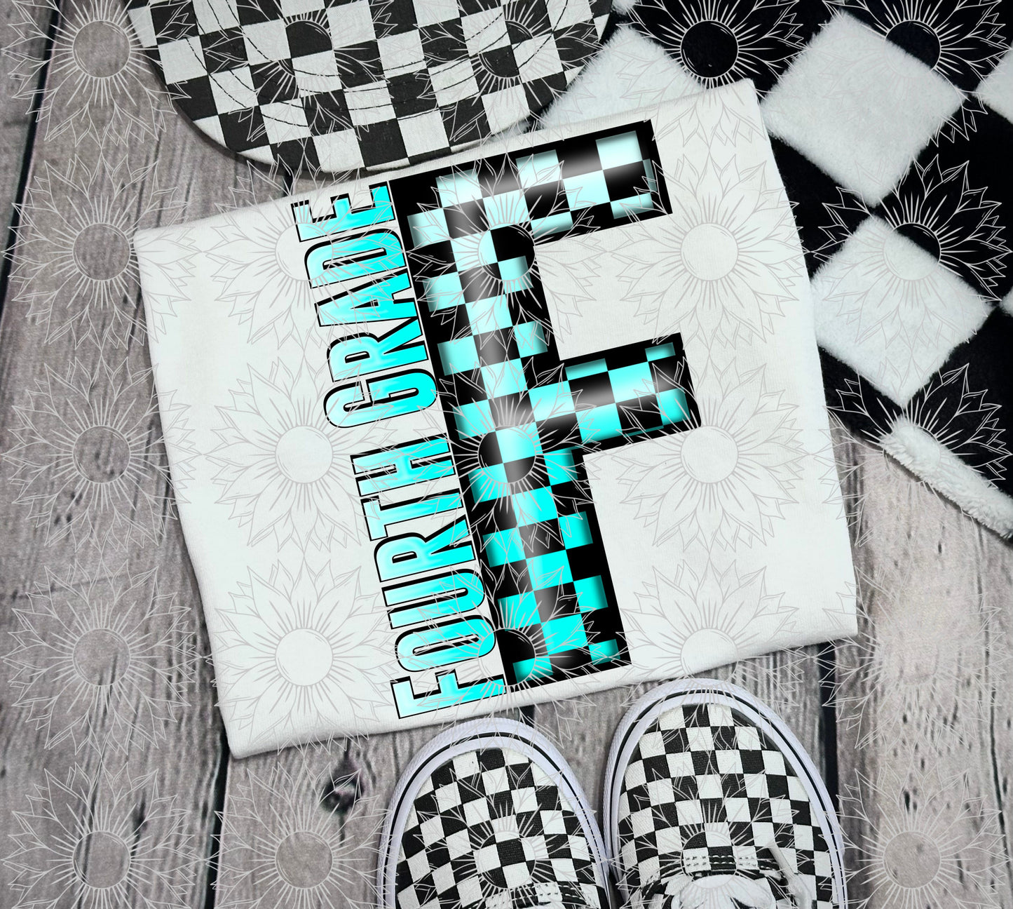 Fourth Grade Turquoise Checkered