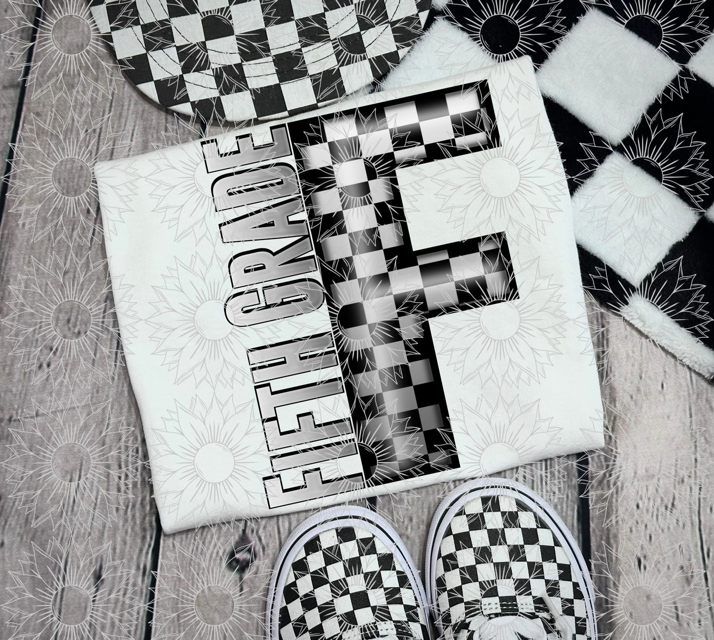 Fifth Grade Gray Checkered