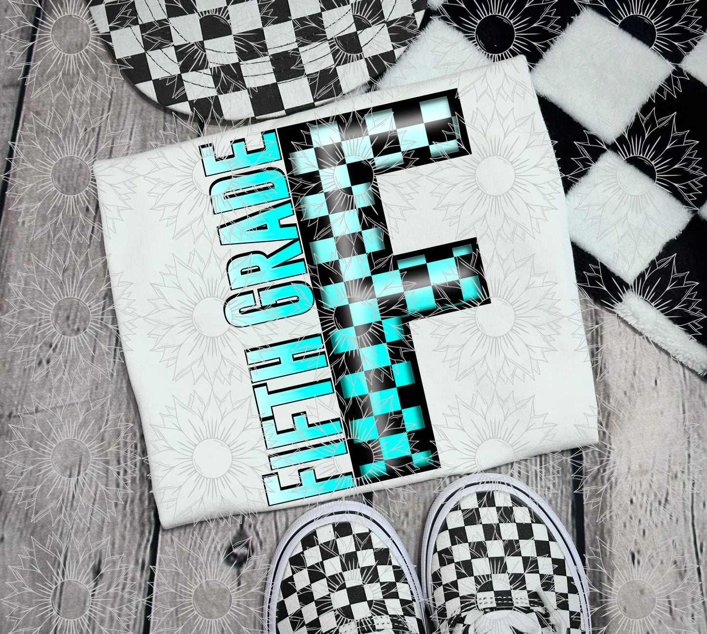 Fifth Grade Turquoise Checkered