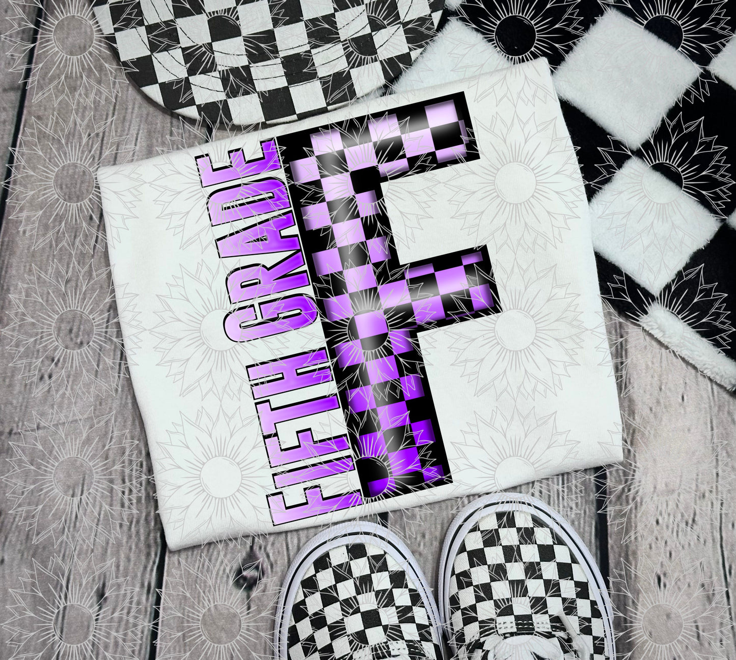 Fifth Grade Purple Checkered