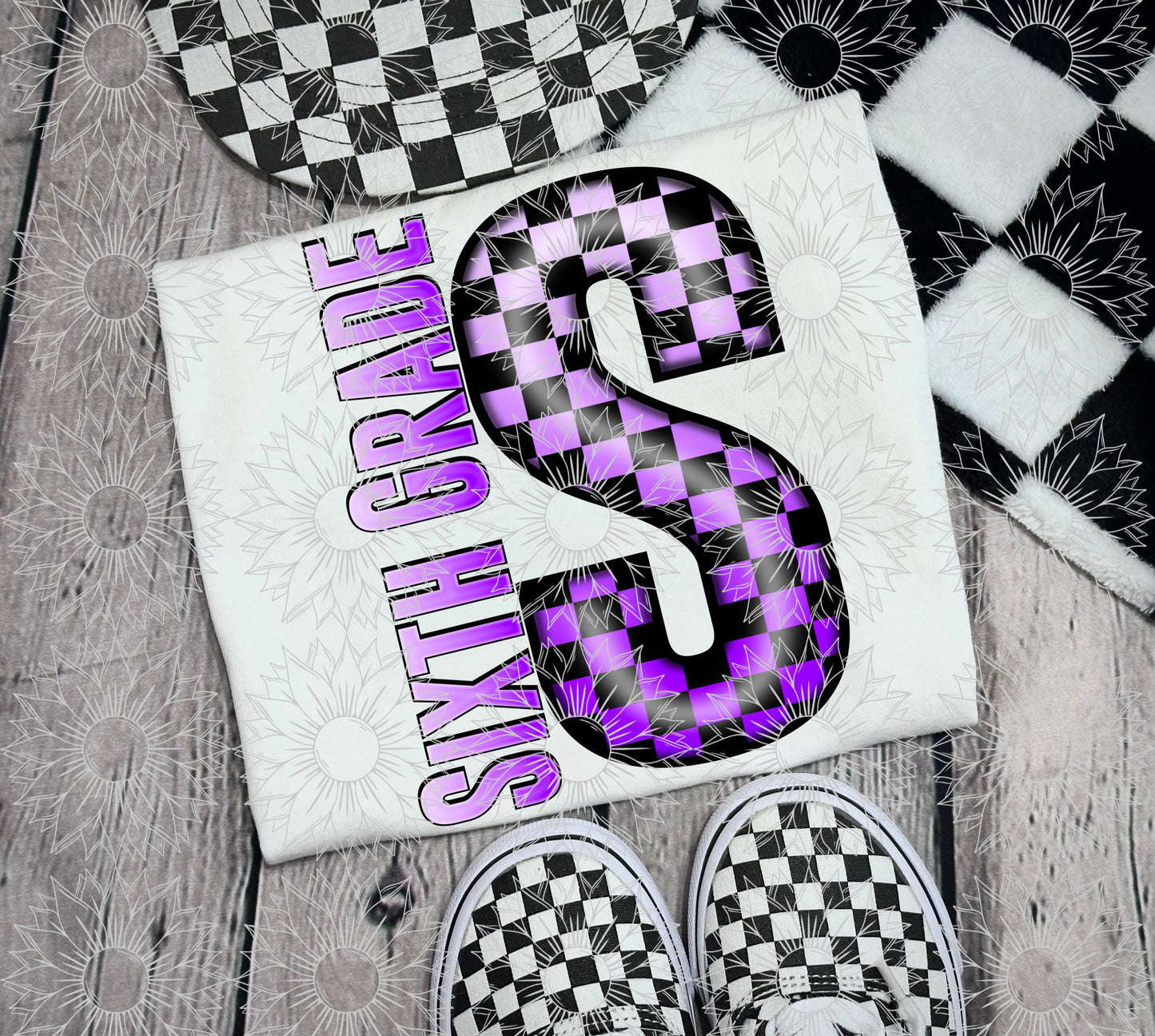 Sixth Grade Purple Checkered